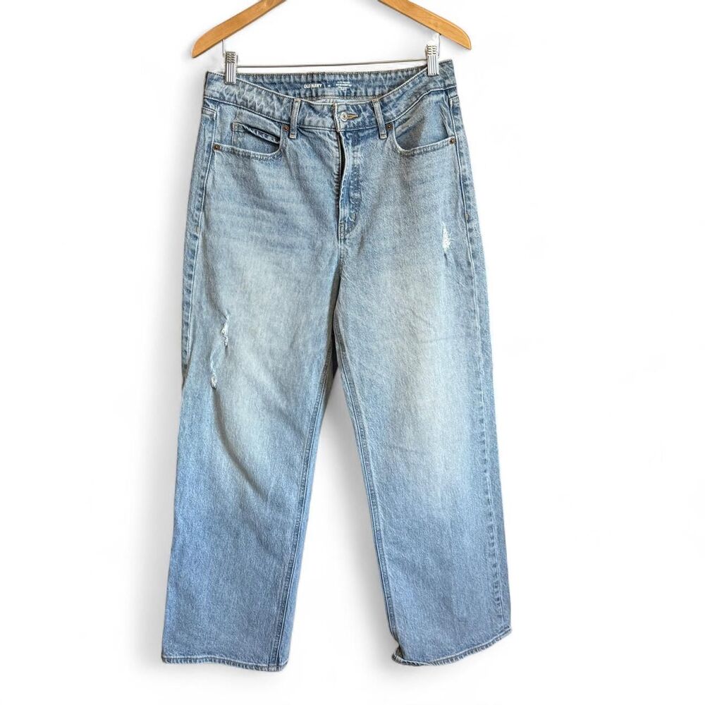 Old Navy Extra High Rise Sky-Hi Wide Leg Jeans Light Wash Size 12